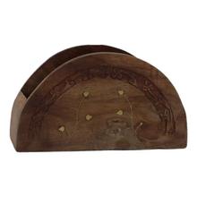 Brown Wooden Semi Circular Tissue Holder