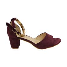 Maroon Ankle Strap Heel Shoes For Women