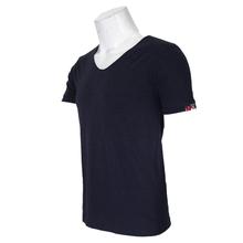 Navy Blue Stretchable Round Neck T-Shirt For Men