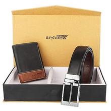 SPAIROW Men's Leather Wallet & Belt Combo (TR-0201