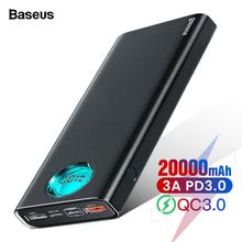 Baseus 20000mAh Power Bank Type C PD Quick Charge 3.0 20000 mAh Powerbank For Xiaomi Mi iPhone Portable External Battery Charger