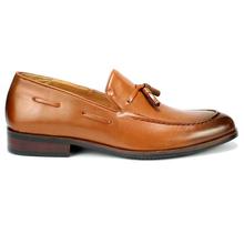 Tan Brown Tassel Slip-On Shoes For Men
