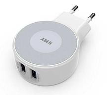 EMY MY-269 2 USB Port Fast Charging Travel Charger With Auto-ID Technology - White