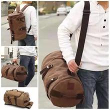 Migrator Large Capacity Cylinder Backpacks Canvas Luggage Shoulder Bags Duffle Travel Waterproof Solid Leather Casual Case