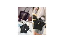 Combo Of Black Shiny PU Leather Handbag With Star Shaped Messenger Bag For Women