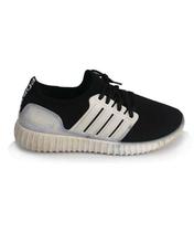 Black/White Canvas Sports Shoes For Men - Y158
