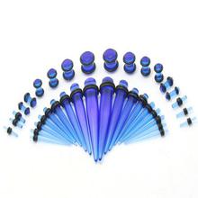 Ear Taper and Plug Stretcher Piercing Jewelry Expander Body Gauge Kit 10 solid colors new 36pcs/set pack lot  14g-00g  9size