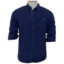 Blue Plain Polyester Shirt For Men