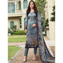 Stylee Lifestyle Grey Satin Printed Dress Material - 1868