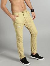 Men Beige Slim Fit Solid Chinos