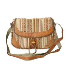 Cotton and Leather Shoulder Multi Color Travel Messenger Bag