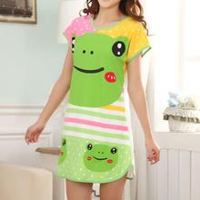 TOP nightgown women Cartoon Polka Dot Sleepwear Short Sleeve