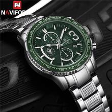 NAVIFORCE NF8017 Chronograph Sports Stainless Steel Luminous Quartz Wrist Watch