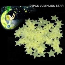 100 Pcs Stars Luminous Fluorescent Home Decor Wall Stickers- Lime Green