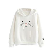 2019 Winter Autumn Women Plus Velvet Warm Plus Size Cute Cat