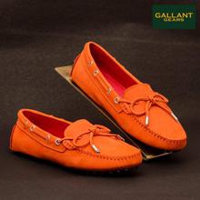 Gallant Gears Orange Leather Loafers For Women - ( HX10 )