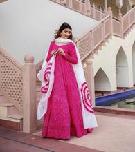 Printed Gown With Fancy Flowers Dupatta