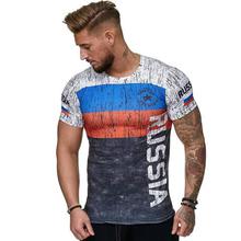 2019 Summer Russian flag men's casual fashion T-shirt