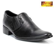 Fitrite Black Leather Pointed Toe Formal Slip-On Shoes For Men (5851)