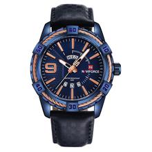 NaviForce Luxury Leather Strap Sport Watch For Men(Black)-NF9117M