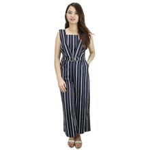 Navy Blue/White Striped Jumpsuit For Women