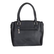 Black Color PU Leather Small Tote Casual Fashionable Bag for Women