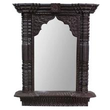 Brown Wooden Carved Mirror -18