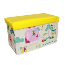 Yellow/White Elephant Printed Foldable Ottoman For Kids