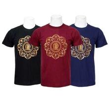 Pack Of 3 Mandala 100% Cotton T-Shirt For Men- Black/Maroon/Blue - 03
