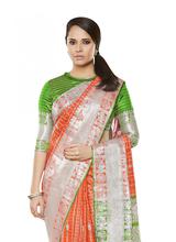 Stylee Lifestyle Orange Banarasi Silk Jacquard Saree -1890