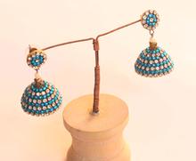 Ethnic Beads and Crystal Stud Pinjara Drop Jhumka