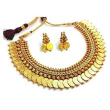 YouBella Jewellery Pearl Temple Coin Traditional Necklace Set for