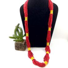 Gold Plated Deep Red Nau Gedi Beaded (High Quality) Potey For Women