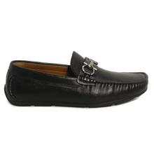 KILOMETER Black Solid Metal Lock Designed Loafers For Men
