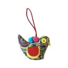 Multicolored Floral Printed Bird Key Ring