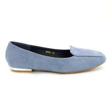 DMK Sky Blue Suede Closed Flat Shoes For Women - 37231