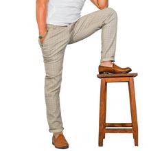 Virjeans Stretchable Cotton Check Chinos Pant for Men (VJC 712) Brown