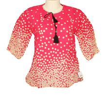 Pink Cotton Polka Dotted Top For Women