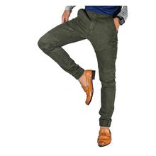 Virjeans Stretchy Ripped Design Biker Cotton Joggers (VJC 706) Olive