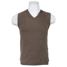 Brown Sleeveless V-Neck Sweater For Men