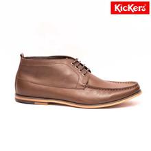 Kickers Dark Coffee Leather Lace Up Boots For Men - (118-D1)