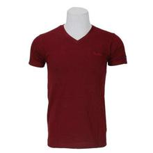 Maroon Cotton V-Neck T-shirt For Men