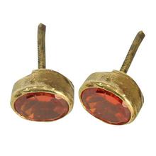 Red Rhinestone Design Panchadhatu Stud Earring