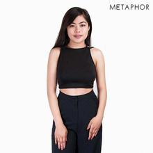 METAPHOR Black Back Crisscross Crop Top For Women - MT114B