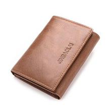 JINBAOLAI Genuine Leather Men Wallets Trifold Wallet with