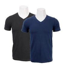 Combo Of 2 Lycra Stretchable V-Neck T-Shirts - Navy/Grey