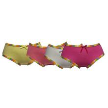 Pack Of 4 Ribbon Colorful Border Panties For Women-Pink/White/Yellow