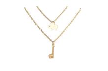 Gold Toned Double-layer Geometric Elephant Giraffe Link Chain Pendant