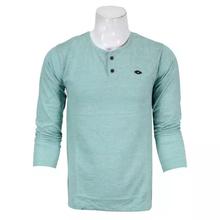 Aqua Blue Plain Henley T-Shirt For Men