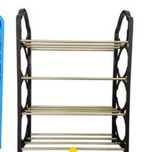 4 Layers Stainless Steel Rods Shoes Rack Home Organizer,Easy To Assemble & Light Weight 4 Shelves Shoe Rack Stand (Color May Vary)